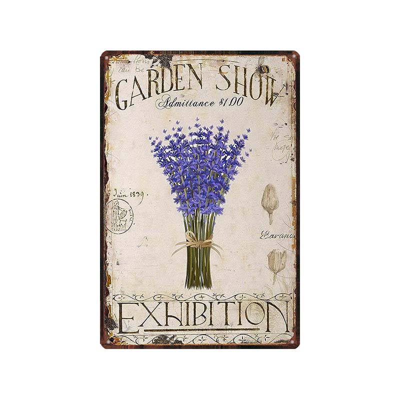 Garden Lavender Metal Plate Purple Flower Farmhouse Tin Signs Plaque Wall Art Home Garden Vintage Decor