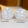 Luxury White Zircon Round Stone Crystal Flower Stud Earrings For Women Vintage Silver Color Wedding Jewelry Mother's Day Gifts