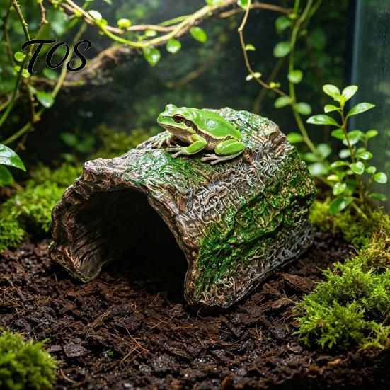 Reptile Supplies for Tanks Hideout Cave, Tree Trunk Gecko Lizard Realistic Arched Habitat Decoration Bark Hideaway Spiders Tortoises Tank Terrarium