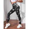 Seamless Tie Dye High Waist Leggings - Black M - Polyester/Spandex - Shaping & Push-Up Effect - Fitness Activewear