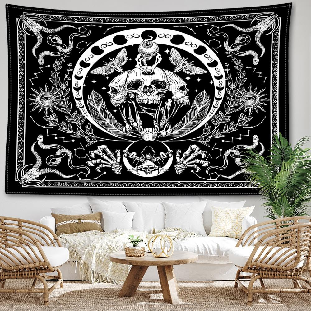 Butterfly Skull Tarot Tapestry Wall Hanging Abstract Art Hippie Tapitz Witchcraft Mysterious Dormitory Home Decor