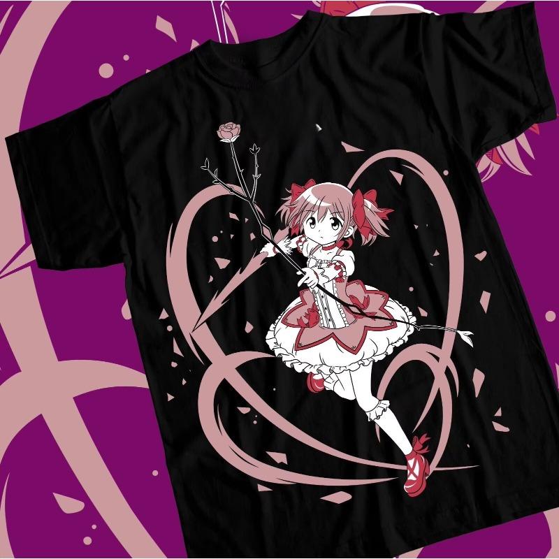 Japanese Anime Magic Small Round T-shirt, Magic Girl Madoka Magic Kawaii Shirt, Women's Top Clothing T-shirt Women Clothing