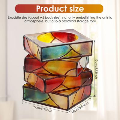 1 Pc Vase Book Shaped Planter 3/4 Layer Creative Colorful Flower Pot Stacked Books Resin Vase for Cafe Gift Shop Home Decoration