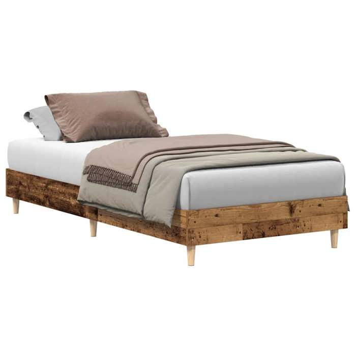 VidaXL Cadre de lit sans matelas vieux bois 75x190 cm bois ingénierie, meuble de chambre à coucher, sommier, lit simple, 861100