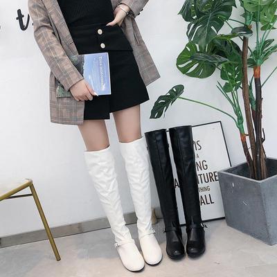 Große Größe 43 Overknee-Stiefel Erhöhen Absatz Keilabsatz Süß Dünnes Bein Lange Stiefel Damen Weiß Schwarz Stiefelschuhe