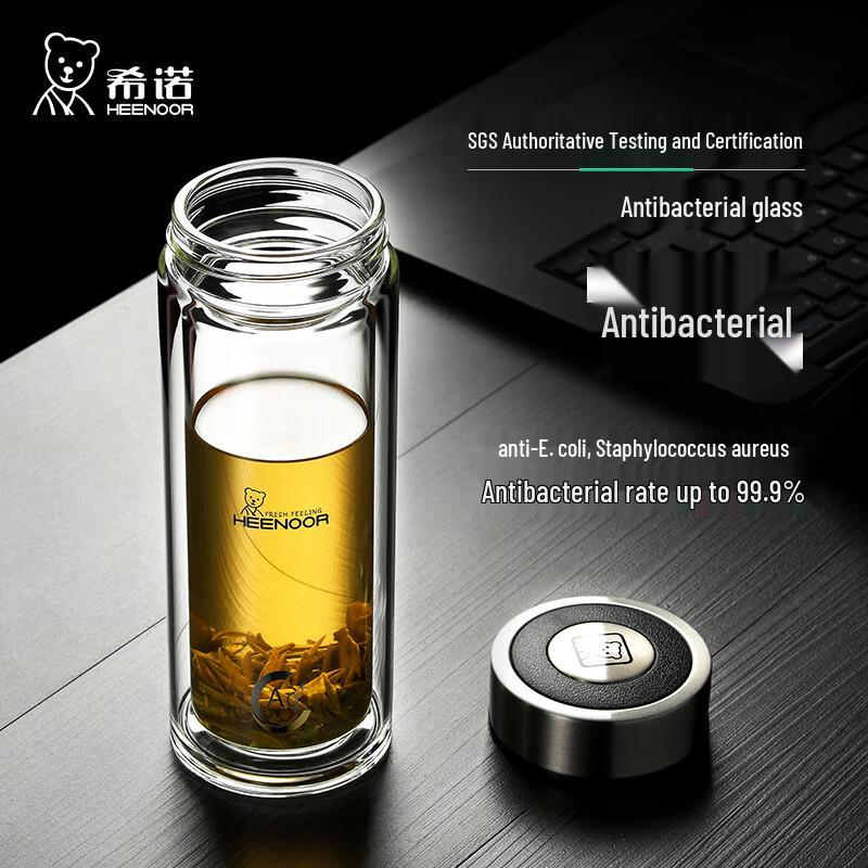 Heenoor Double-Layer Antibacterial Glass Tea Cup