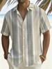 Men'S Striped Plus Size Short-Sleeved Shirt, Summer Casual And Breathable Top, Beach Vacation Outfit, Easy And Versatile Style