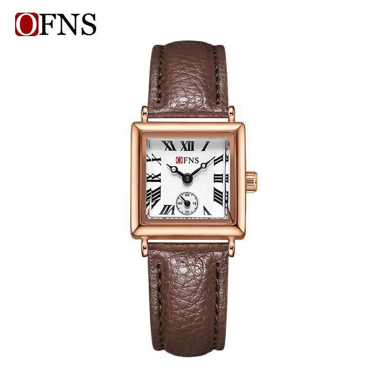 OFNS Women's Classic Luxury Retro Square Quartz Watch with Roman Numerals