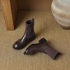 Krazing Pot Microfiber Autumn Winter Shoes Thick Med Heels Size 43 Chelsea Boots Back Knitwear Stretch Ankle Boots
