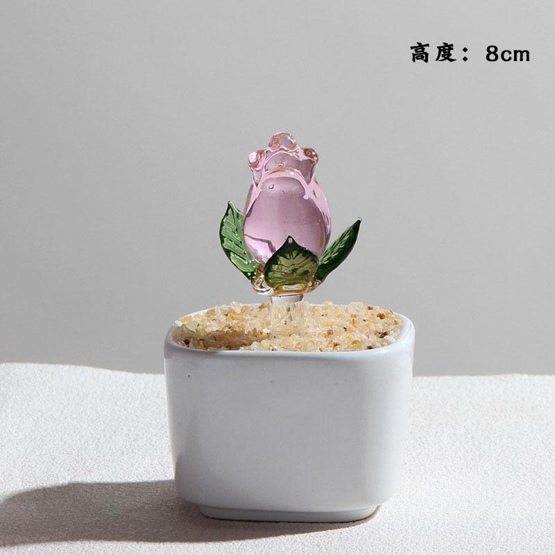 Handmade Glass Blown Cactus Cute Crystal Art Cactus Statue Collection Desk Desktop Simulation Plant Decoration