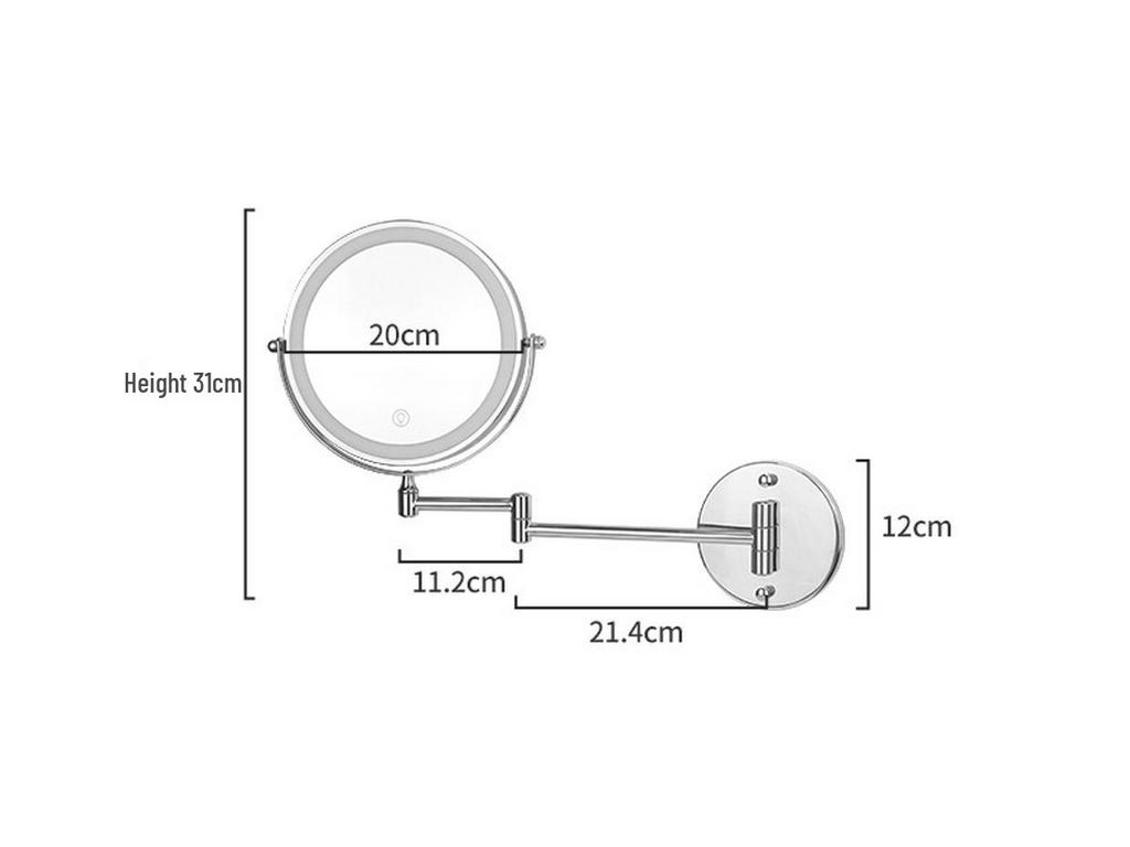 Wall-Mounted Rechargeable Lighted Folding Vanity Mirror - Double-Sided Magnifying LED Makeup Mirror
