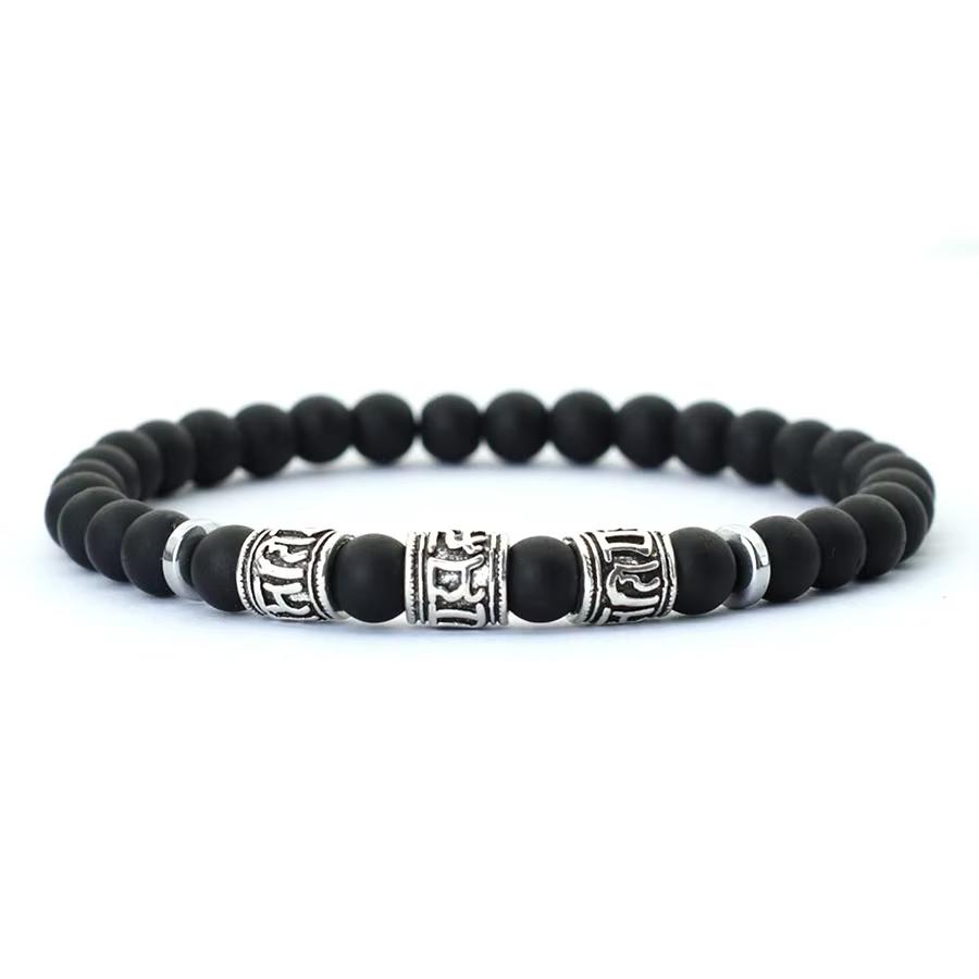 Notre Mantra Bilezik Erkekler Için 6mm Howlite Lava Kaplan Gözü Boncuk Bilezik Viking Aksesuarları Pulseras Para Hombre Tibet Bilezik