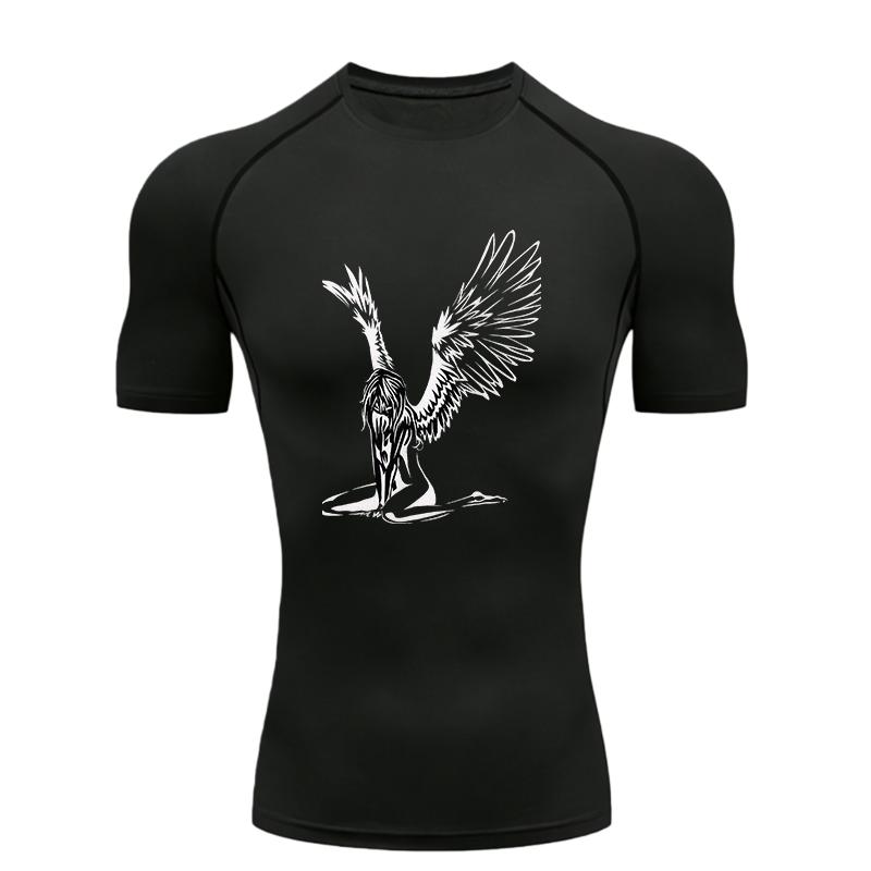 Men s Sports T-shirt for Fitness  Men s Sports T-shirt for Fitness Training Fitness Compression T-shirt With Angel Pattern S