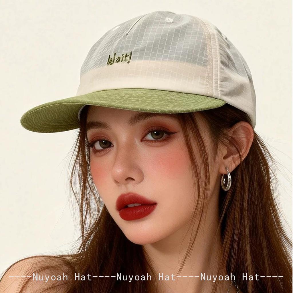 Color Block Quick-dry Embroidered Wait Letters Baseball Hats Breathable New Men Women Plaid ins Versatile Peaked Caps Flat Eaves