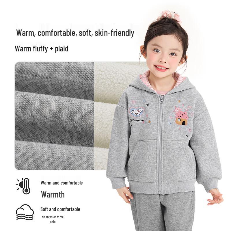 Xiaoyinman Girls' Cute Embroidered Hooded Winter Jacket