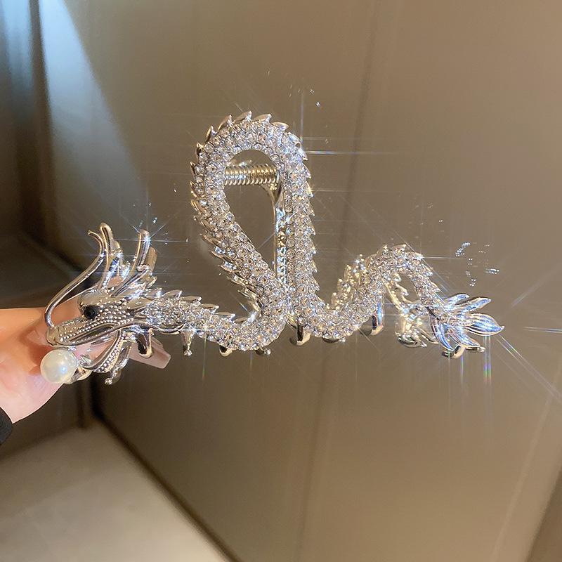 National Tide Inlaid Rhinestone Pearl Hairpin for Women Fashion New Chinese  Hair Claws All Matching Temperament Accessories