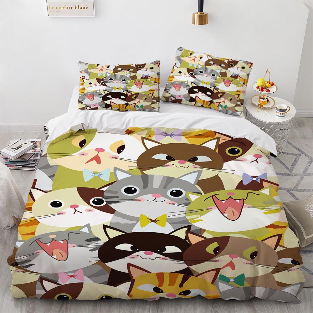 Tecknade Djur Påslakan Set Bi Björnar Kaniner Sött Mönster Täcktäck med Kuddfodral King Queen Full Storlek För Barn Flicka