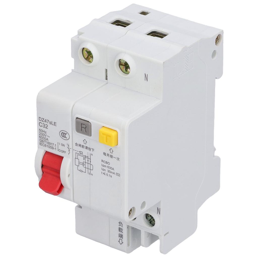 Miniature Circuit Breaker Residual Current Isolator DIN Rail Mount 230V 32A 1P+N DZ47sLE C32