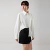 ELLE French Minimalist Fashion Design Asymmetrical Lapel Casual Loose Versatile Long Sleeve Shirt Women shirts EC52895