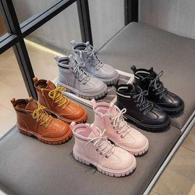 Boys Girls Ankle Boots Round Toe Fashion Kids Short Boots Wear-resistant 2024 Autumn New Children Leather Boots Versatile Simple