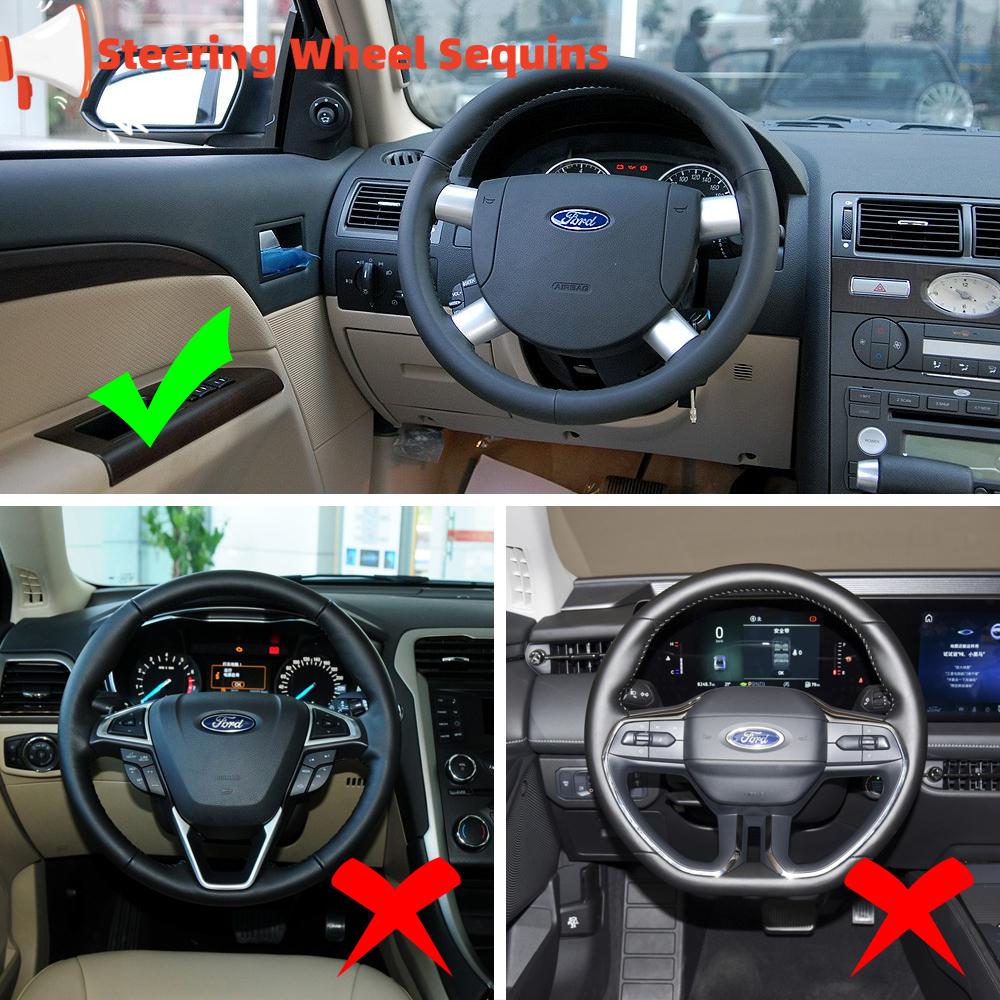 4pcs/set Steering Wheel Cover Sequin for Ford Mondeo 2004-2006 ABS Chrome Carbon Fiber Trim Sticker Interior Accessories
