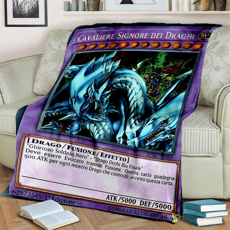 Yu-Gi-Oh MONSTER CARD Pătură cu desene animate cu anime, pătură moale pentru acasă, dormitor, pat, canapea, picnic, călătorie, pătură pentru birou, copii