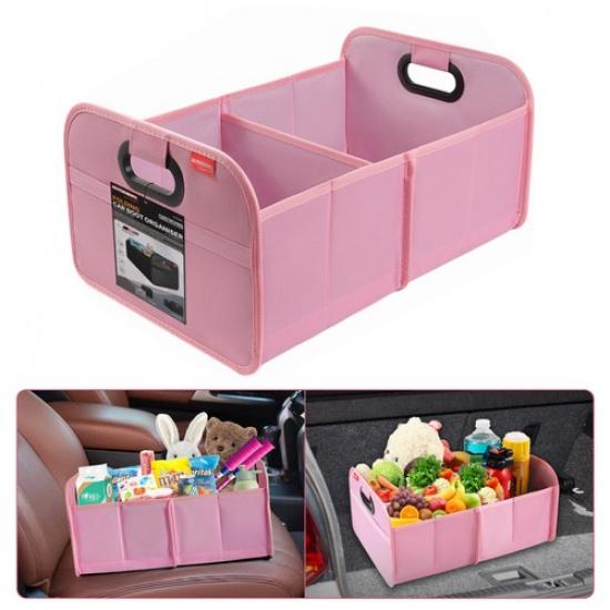 Trunk Cargo Organizer Folding Storage Collapse Bag Bin Car Truck SUV 35L Pink