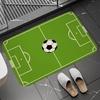 Soccer Field Pattern Door Mat Football Stadium Design Rug, Non Slip Sports Themed Floor Mat for Home Bathroom and Bedroom Decor