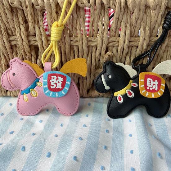 Bag Pendant Imitation Leather Little Horse Charm Fullness Symbol Pendant Multi-Use Bag Car Hanger Keychain