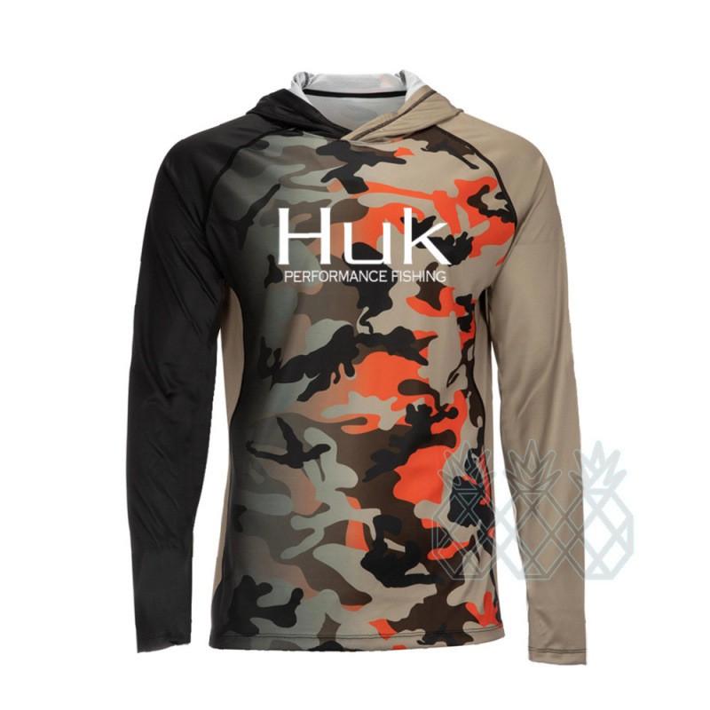 Mens Quick-Dry UV Protection Hooded Fishing Shirt Outdoor Angling Breathable Ice Silk Performance Top