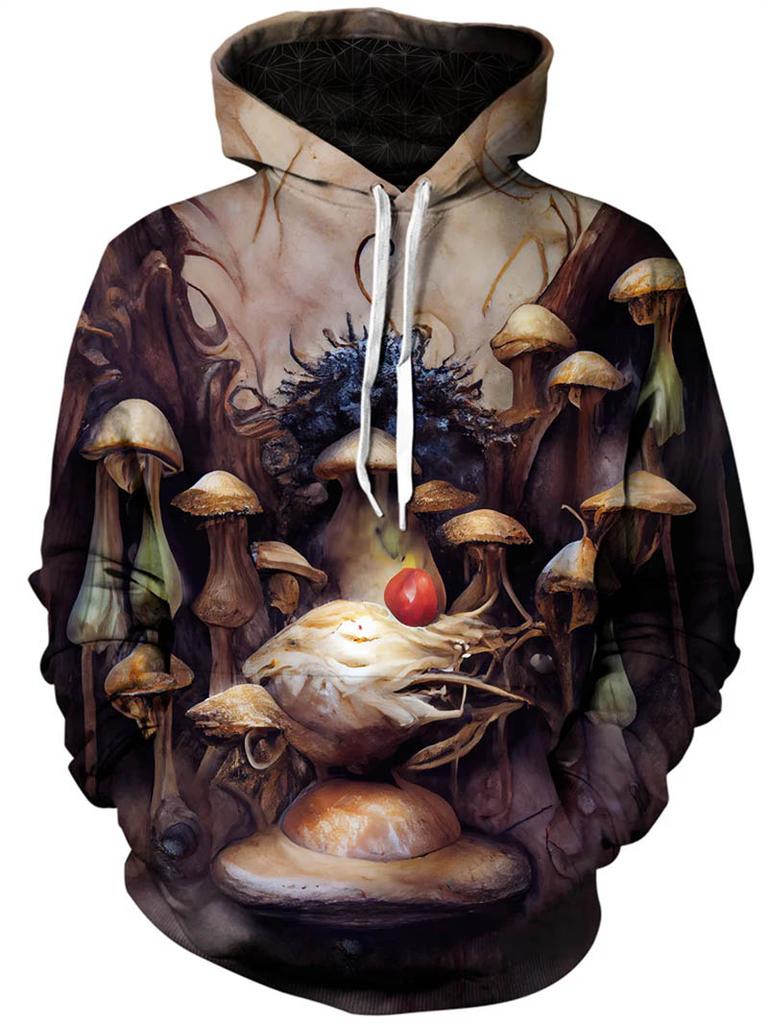 "Fantasy Dreamscape" 3D Tree-Print Hoodie – Men’s Casual Athletic Sweatshirt/Pullover, Fleece-Lined and Thickened for Autumn/Winter