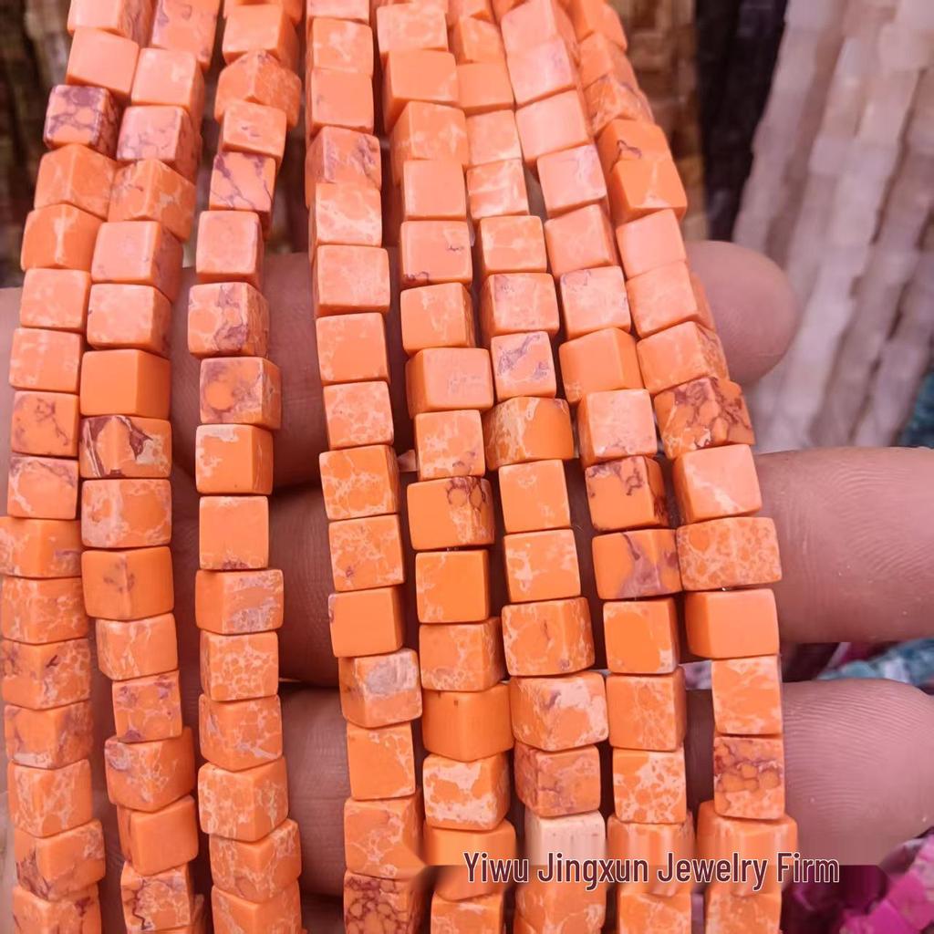 6x6mm Quadratische Rosenquarz-Achat-Perlenkette - Naturstein DIY-Zubehör