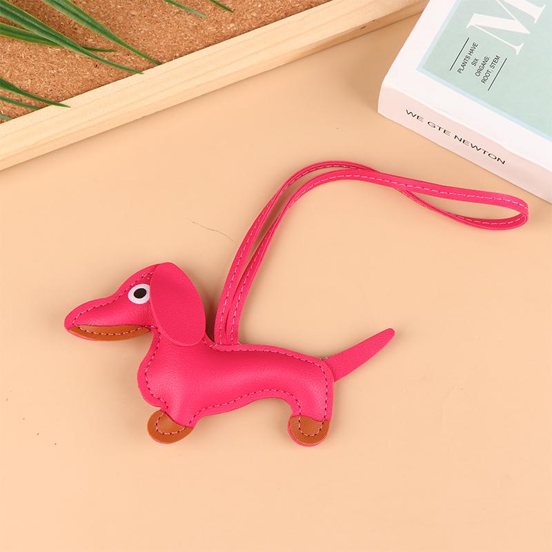 1Pc Men'S Car Dachshund Keychain Pu Leather Dog Keychains  For Women