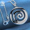 925 Sterling sølv AAA Zircon runde spiral anheng halskjede smykker