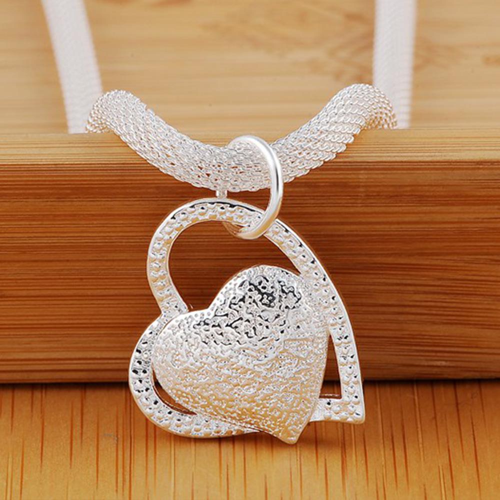 925 Silver Heart Necklace For Women Girls Vintage Luxury Jewelry Accessories Argent 925 Jewellery