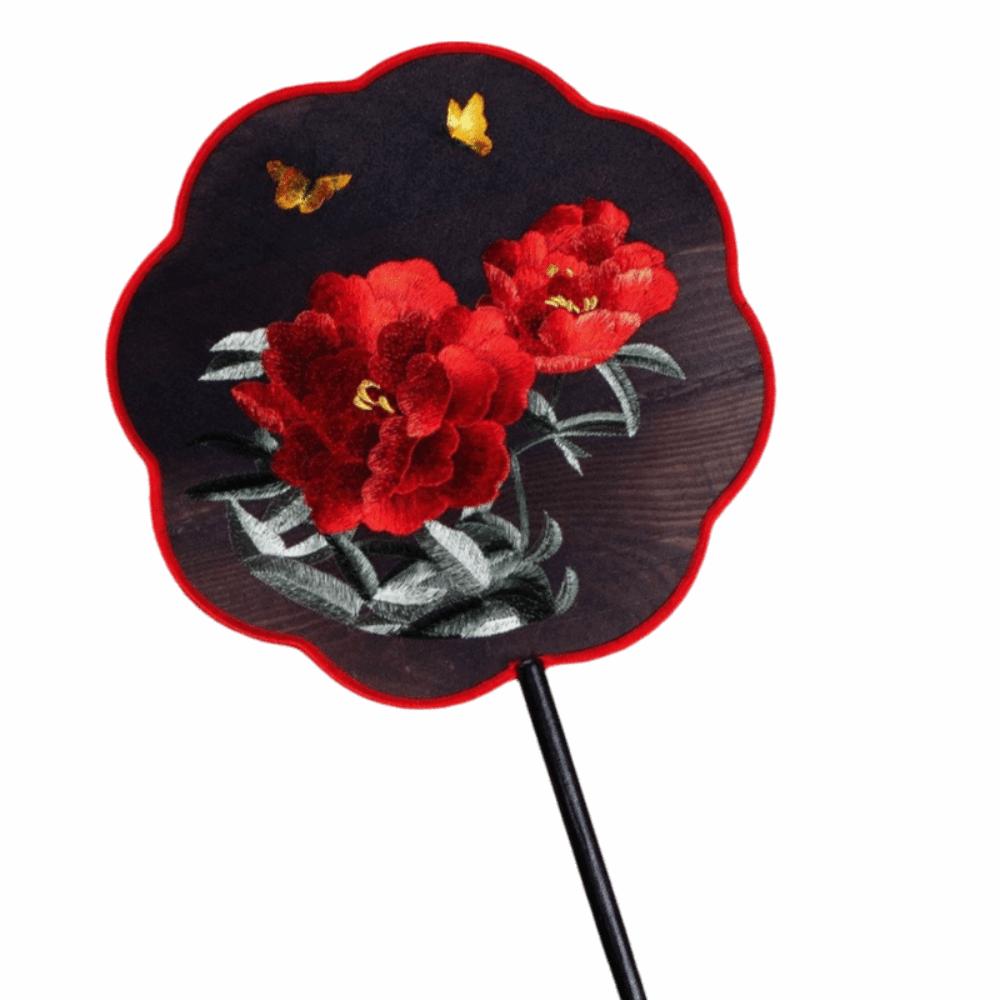 Floral Pattern Embroidery Fan Silk Silk Fan Vintage Chinese Style Fan  Hanfu Accessory
