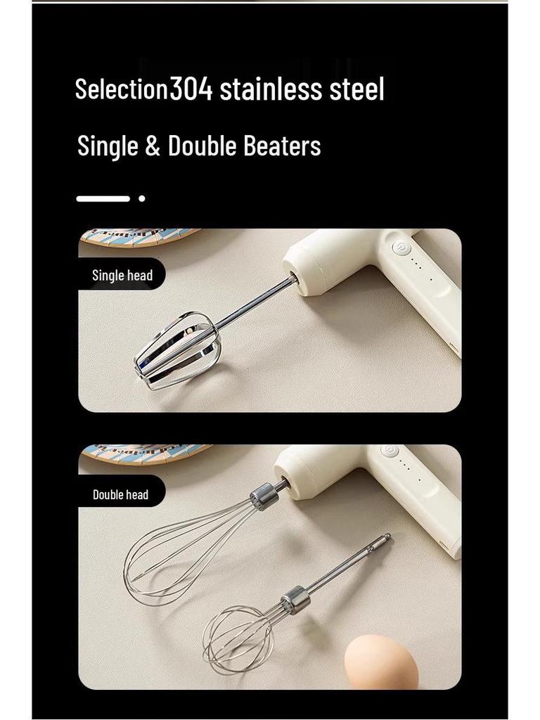 Rechargeable Stainless Steel Handheld Electric Egg Beater for Baking