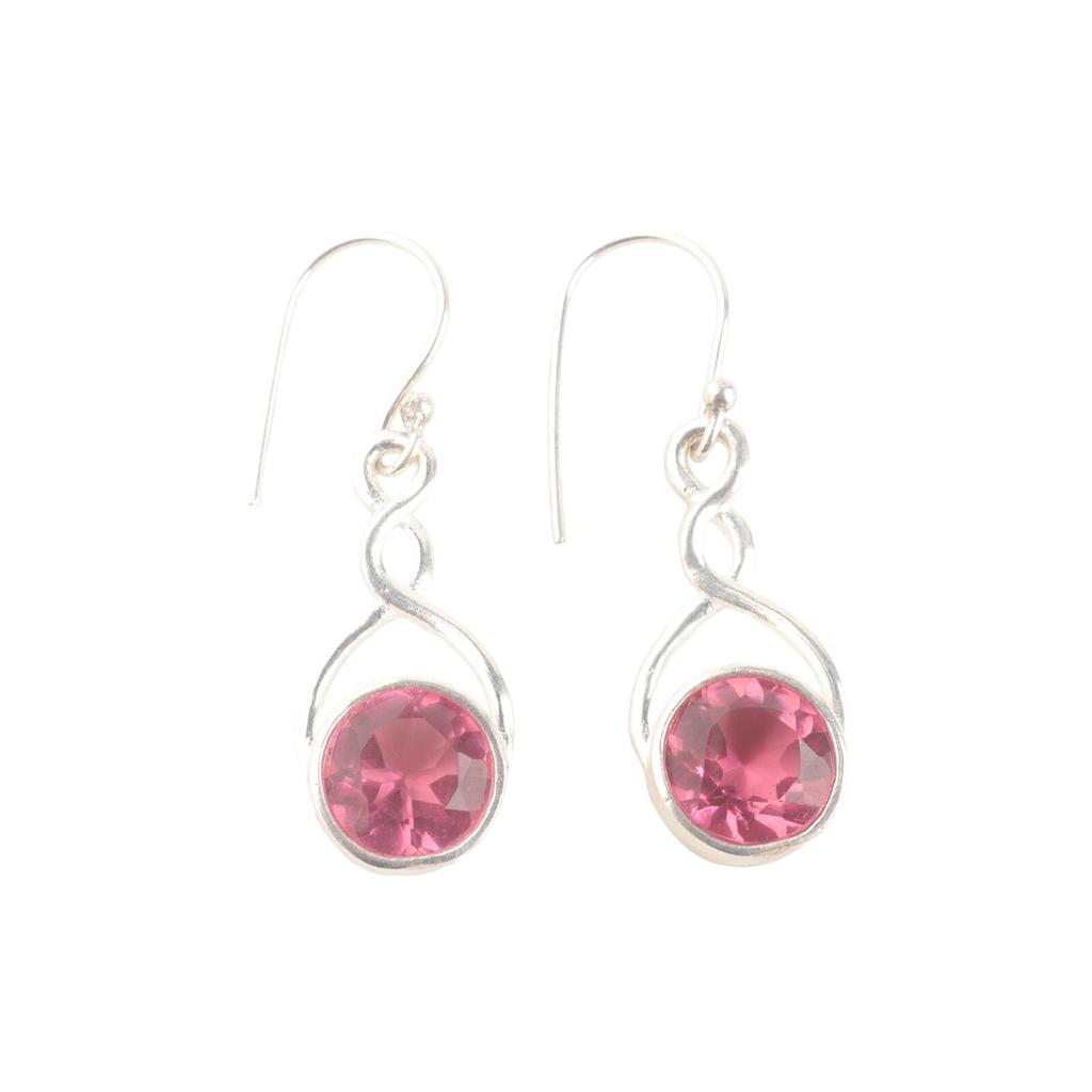 Echte Rosa Turmalin 925 Sterlingsilber Ohrringe, Böhmischer Schmuck 1,68" CE-15-16