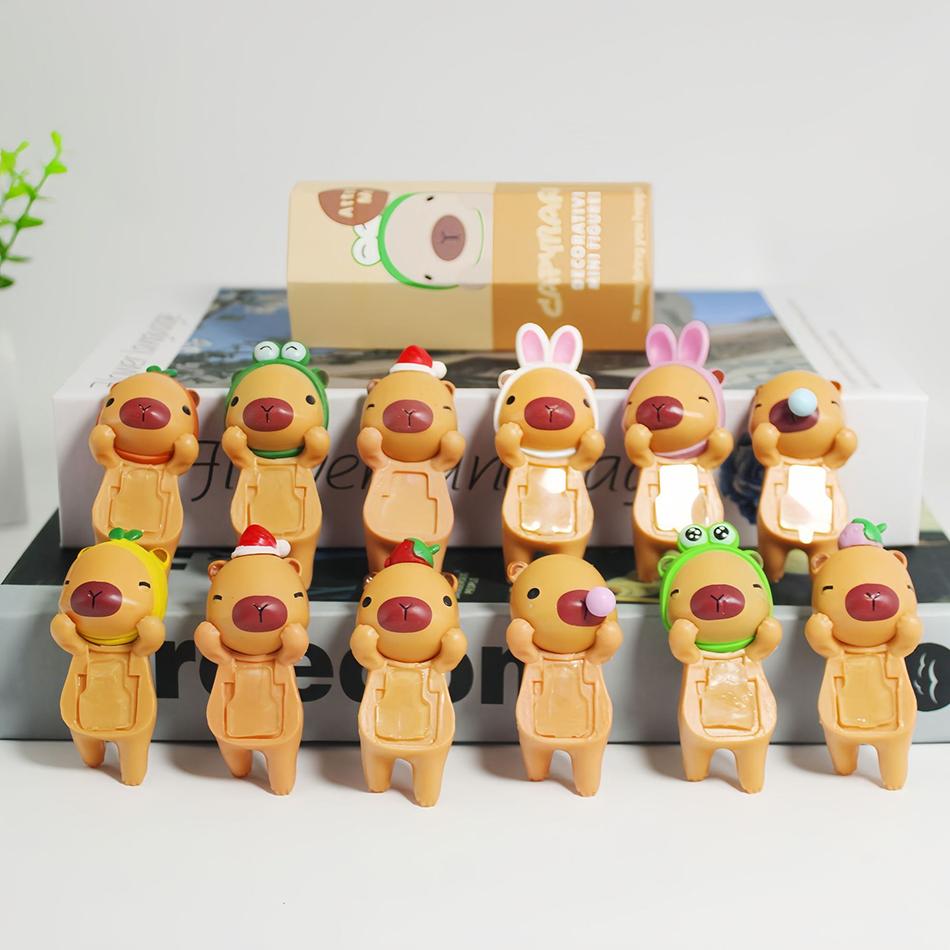 In Stock 12pcs Capybara Blind Box Keychain Cute Snot Bear Figure Mystery Box Doll Pendant Wholesale Accessories Decorations
