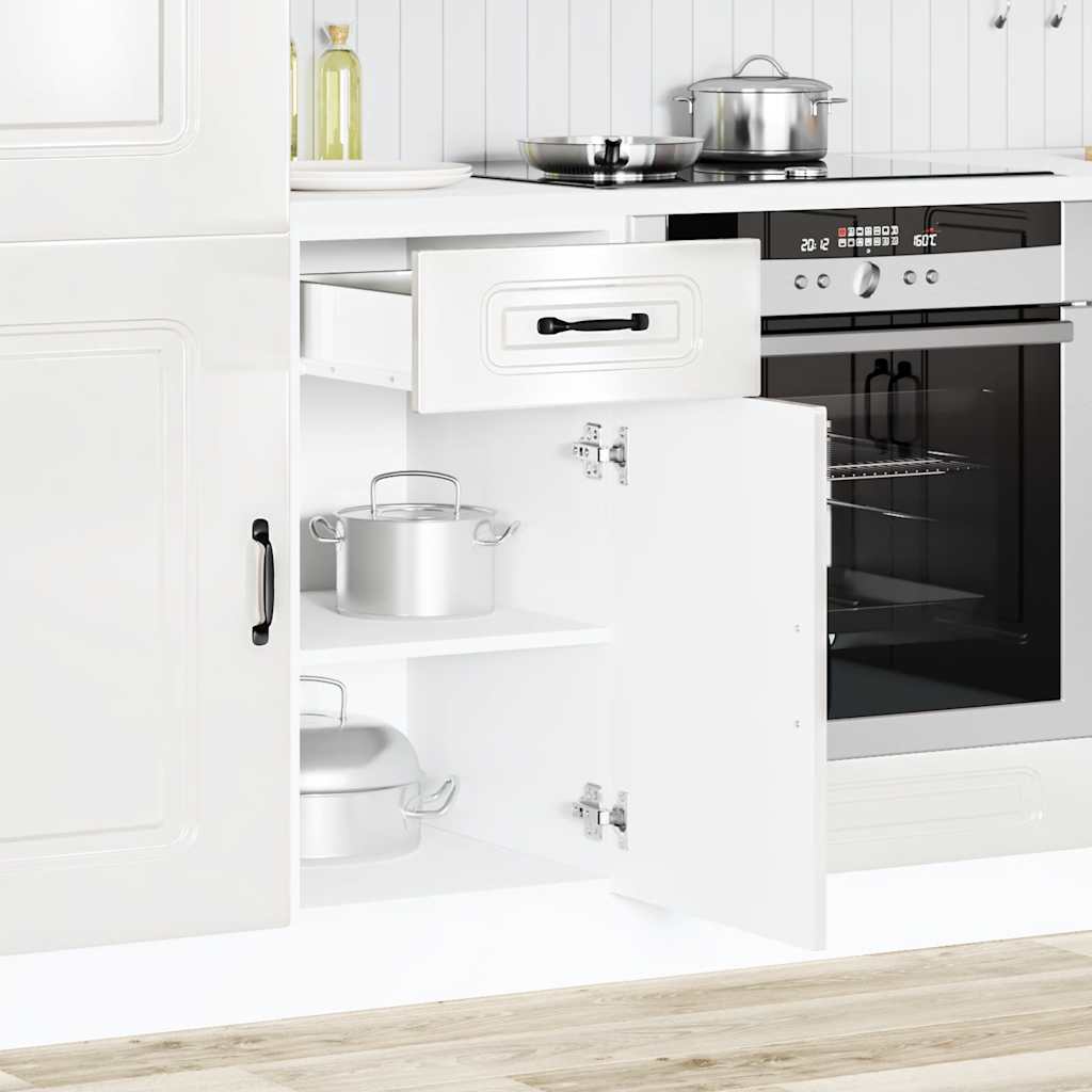 Vidaxl Kitchen Base Cabinet, Kalmar, White, Wood-based Material