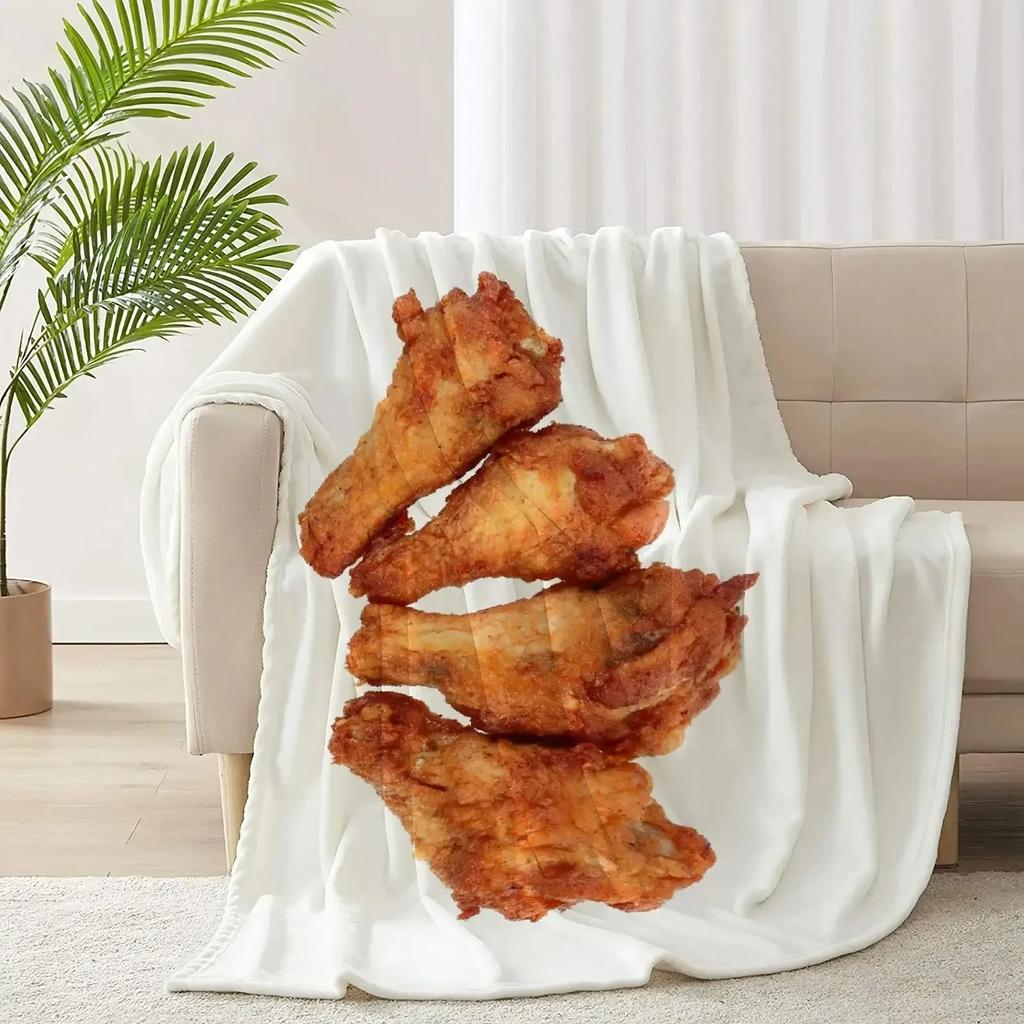 Food Vegetables Meat Pattern Flannel Throw Blanket for Sofa Couch Chair Bed Decor Lightweight Soft Warm Gifts for Teens and Kids