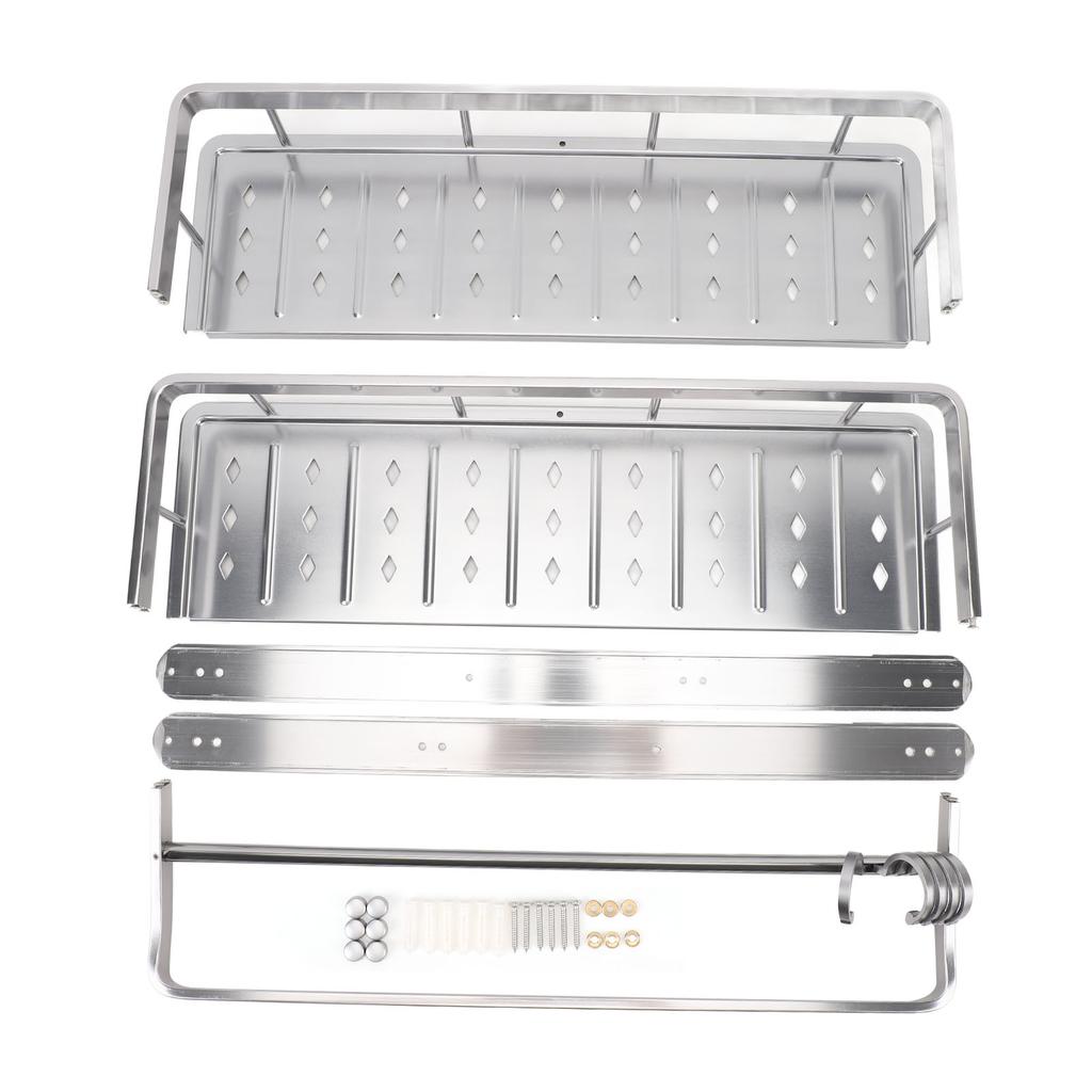 Shower Caddy Organizer Stainless Steel Wall Mounted Bathroom Shelf Rack with Towel Bar for Bathroom