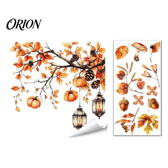 Reusable Animal Wall Decals for Windows Autumn Static Window Sticker with Cute Animals & Maple Leaves, Removable Harvest Self Adhesive Glass Stickers