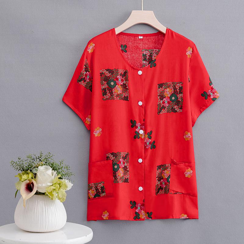 Summer Top Women Cardigan Thin Short Sleeve Plus Size Women's Blouse Summer Loose Vintage Clothes