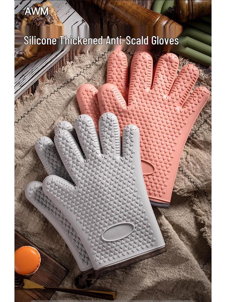 High-Temperature Resistant Silicone Oven Gloves - Non-Slip, Anti-Scald for Baking and Steaming