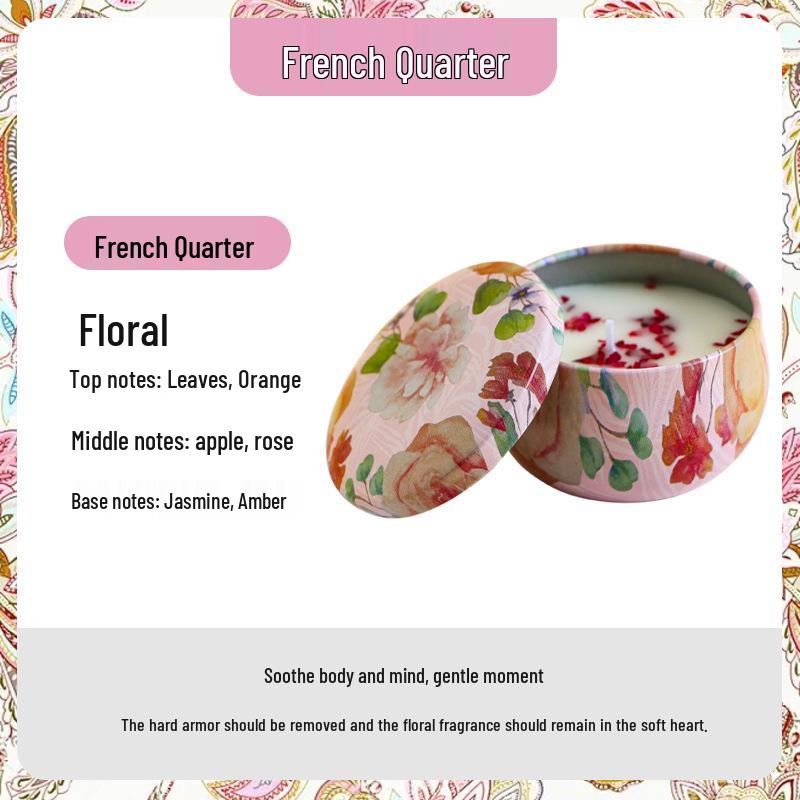Ethnic Style Aromatherapy Candle Gift Set with Tinplate Dried Flowers