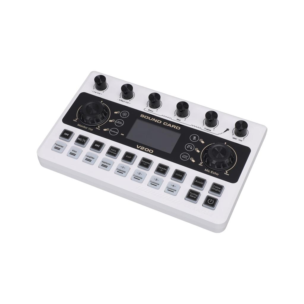 Live Streaming Sound Card Mixer Sound Console Professional Recording 12 Voice Effects LED Display Re Able for Singing Karaoke Live Interaction