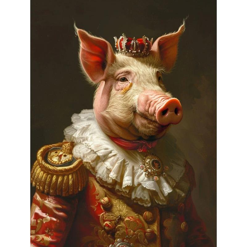 Funny Pet Dog Renaissance Animal Portraits Minimalist Wall Art Print Canvas Painting for Living Room Modern Home Decor