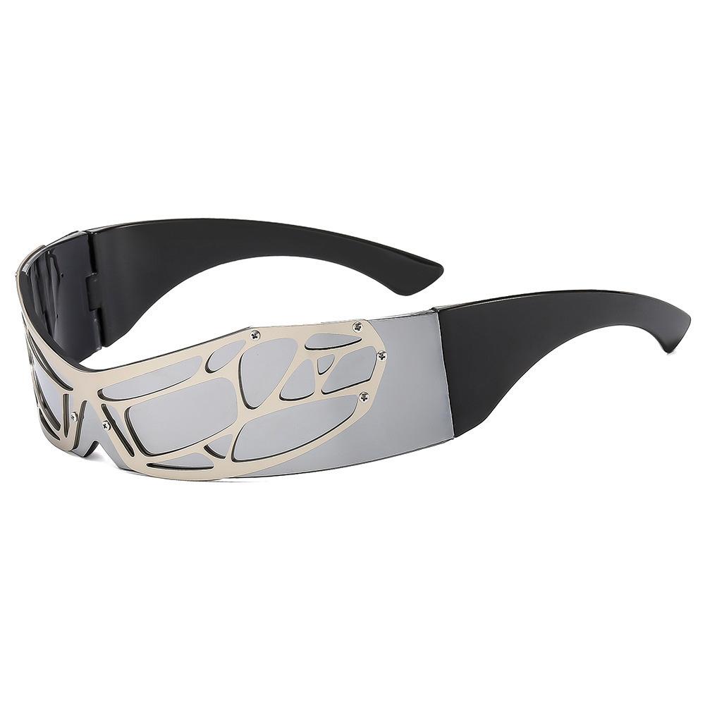 Y2K Punk Frameless Integrated Women Sunglasses Luxury Brand Retro Mesh Surround Design Technology Sense Men Sun Glasses UV400