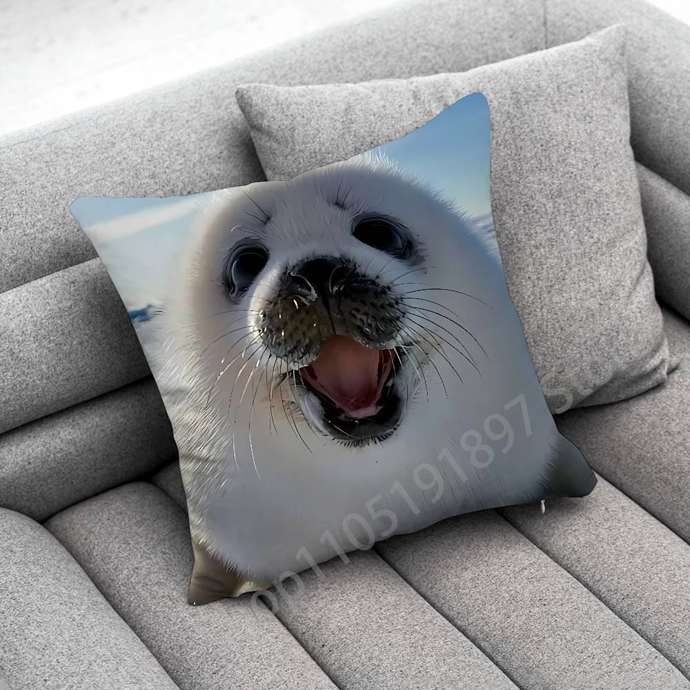 Seal Sea Cute Funny Throw Pillow Case For 50x50cm 40x40cm 55x55cm 45x45cm 30x30cm Square Bedroom Pillowcase Cover